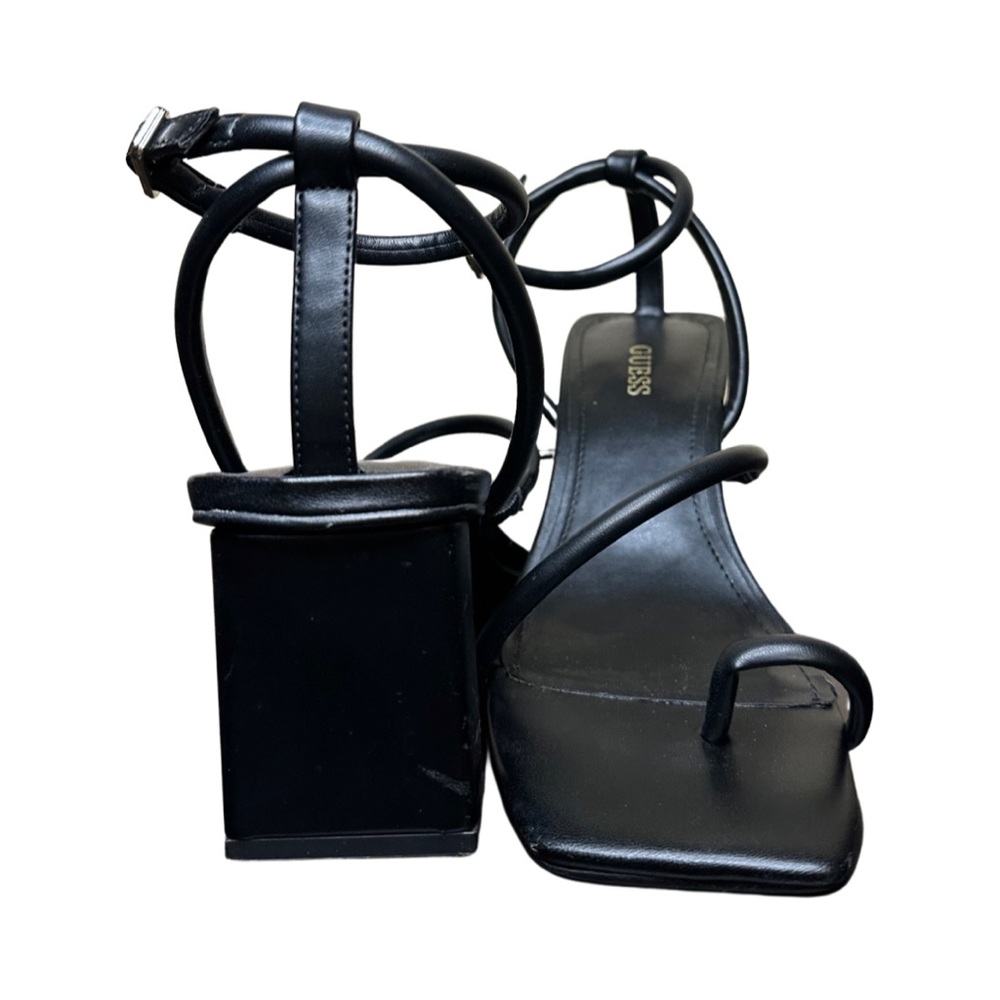 Guess black leather heel sandal